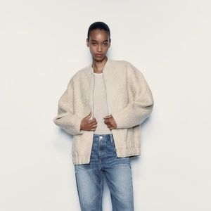 NWT ZARA OVERSIZED BOUCLE BOMBER